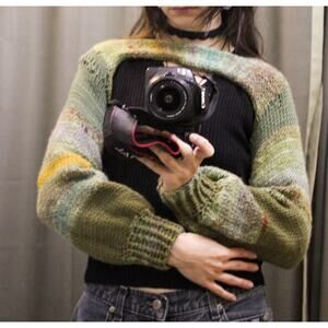 100% WOOL Cozy Green Handmade Knit Sleeves